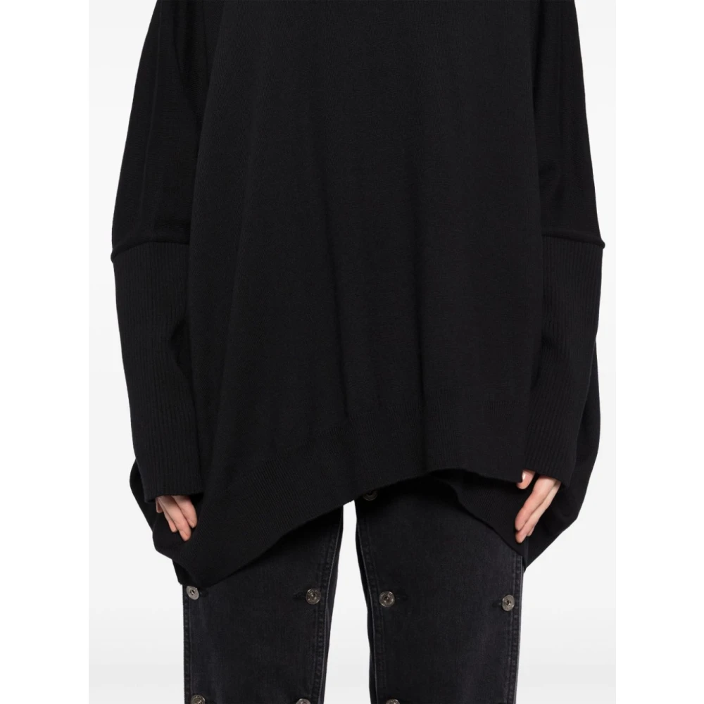Junya Watanabe Zwart Geribbelde Coltrui Sweater Black Dames