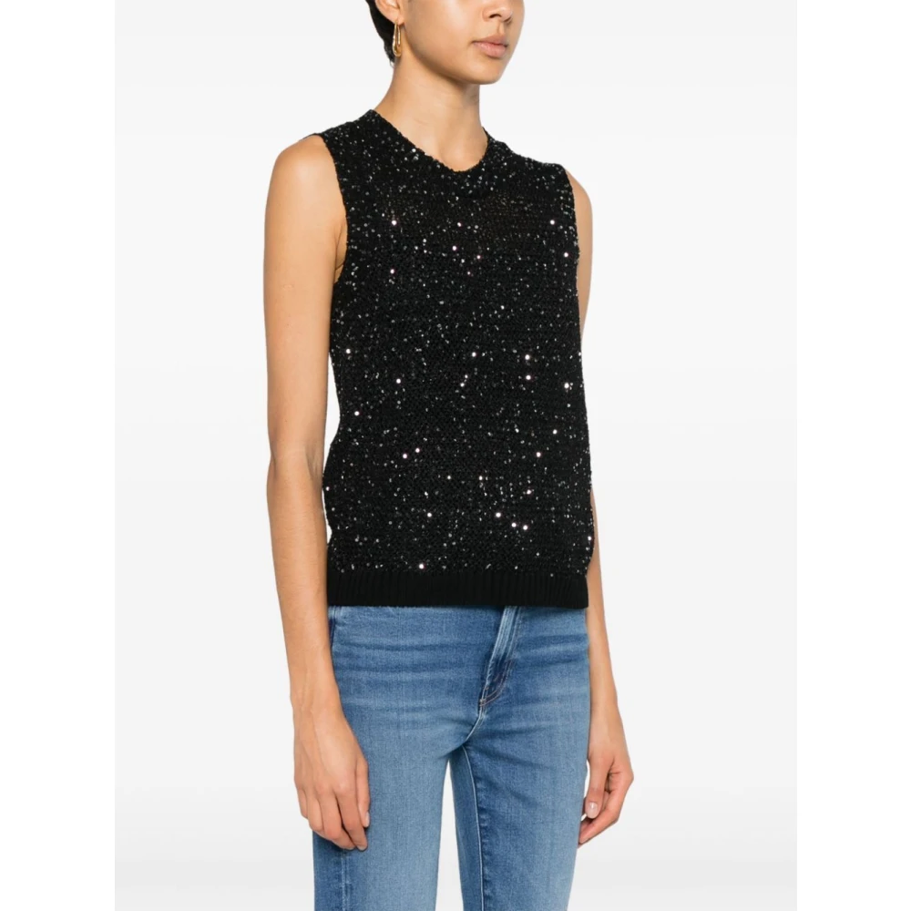 Golden Goose Melyssa Top met pailletten en gebreid Black Dames