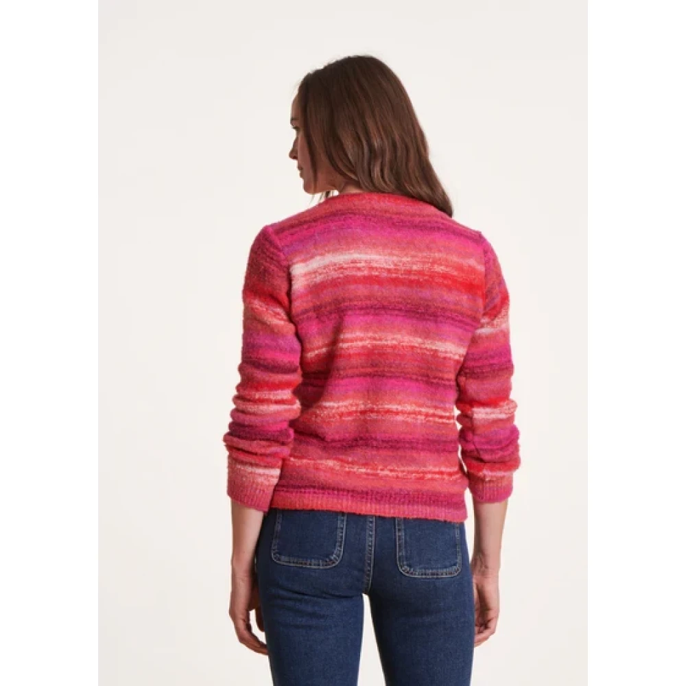 La Fée Maraboutée Gestreepte Multicolor Trui Pink Dames