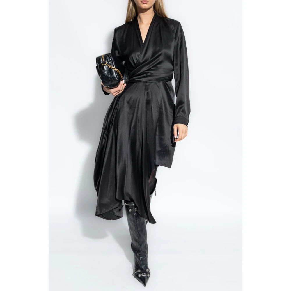 Balenciaga Asymmetrisch gesneden zijden jurk Black Dames