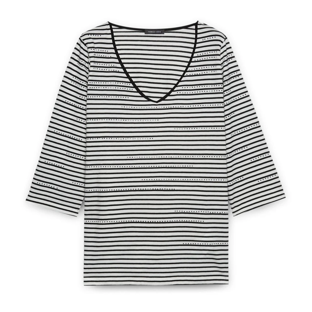 Fiorella Rubino Gestreept T-shirt met strass Black Dames