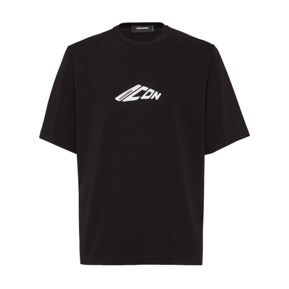 Dsquared2 Zwarte Katoenen T-shirt met Wit Logo Black Heren
