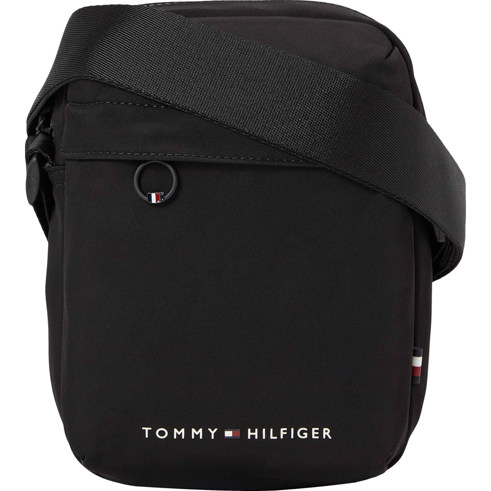 Tommy Hilfiger Zwarte Bedrukte Polyester Rits Tas Black Heren