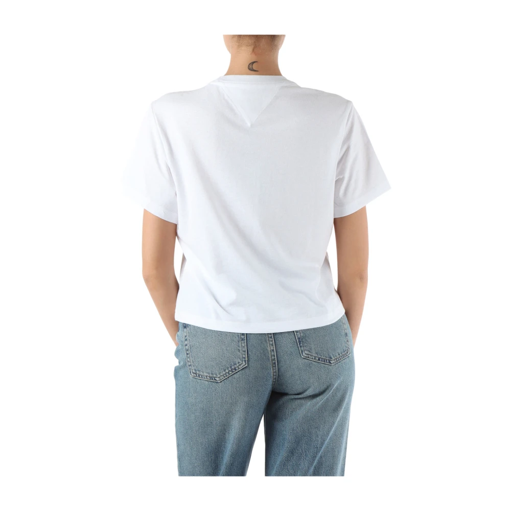 Tommy Jeans Katoen Logo Patch T-shirt White Dames