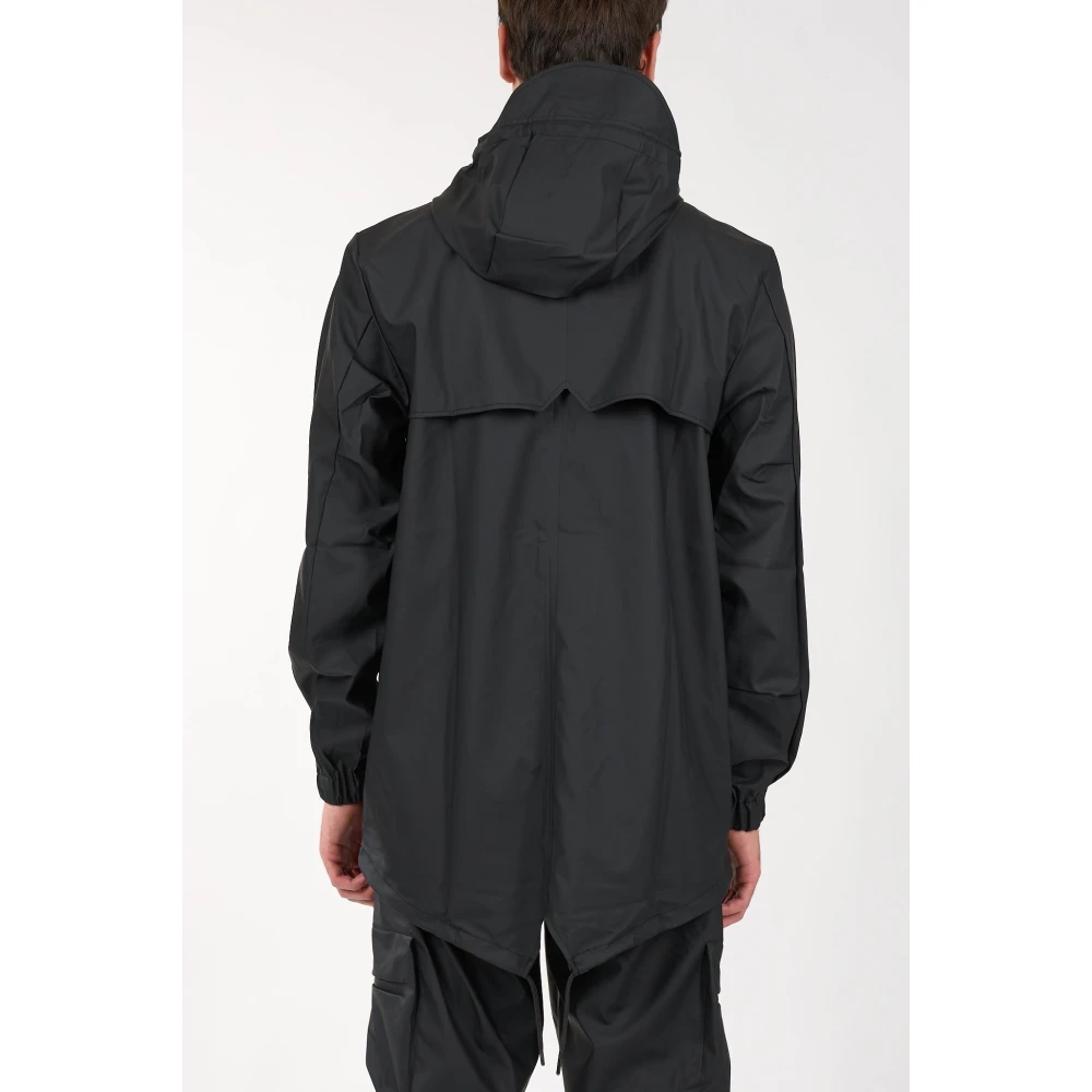 Rains Waterdichte Fishtail Jas met Capuchon Black Heren
