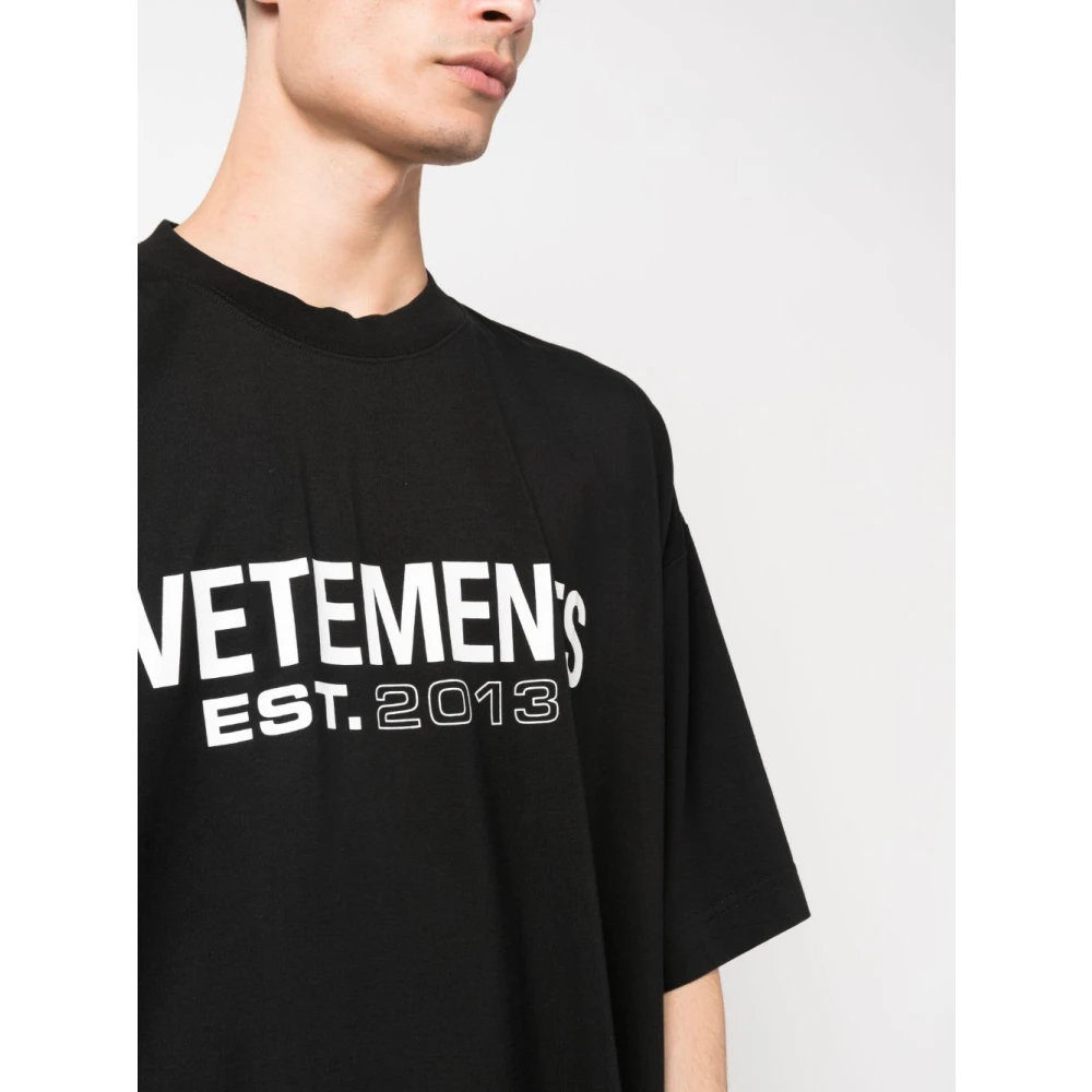 Vetements Zwart Logo-Print T-shirt Black Heren