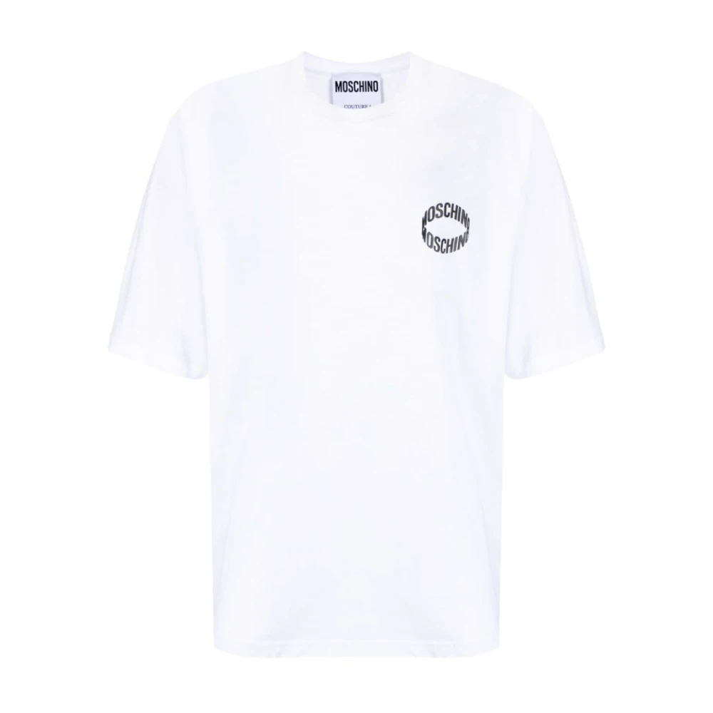 Moschino Witte Logo Print T-shirts en Polos White Heren