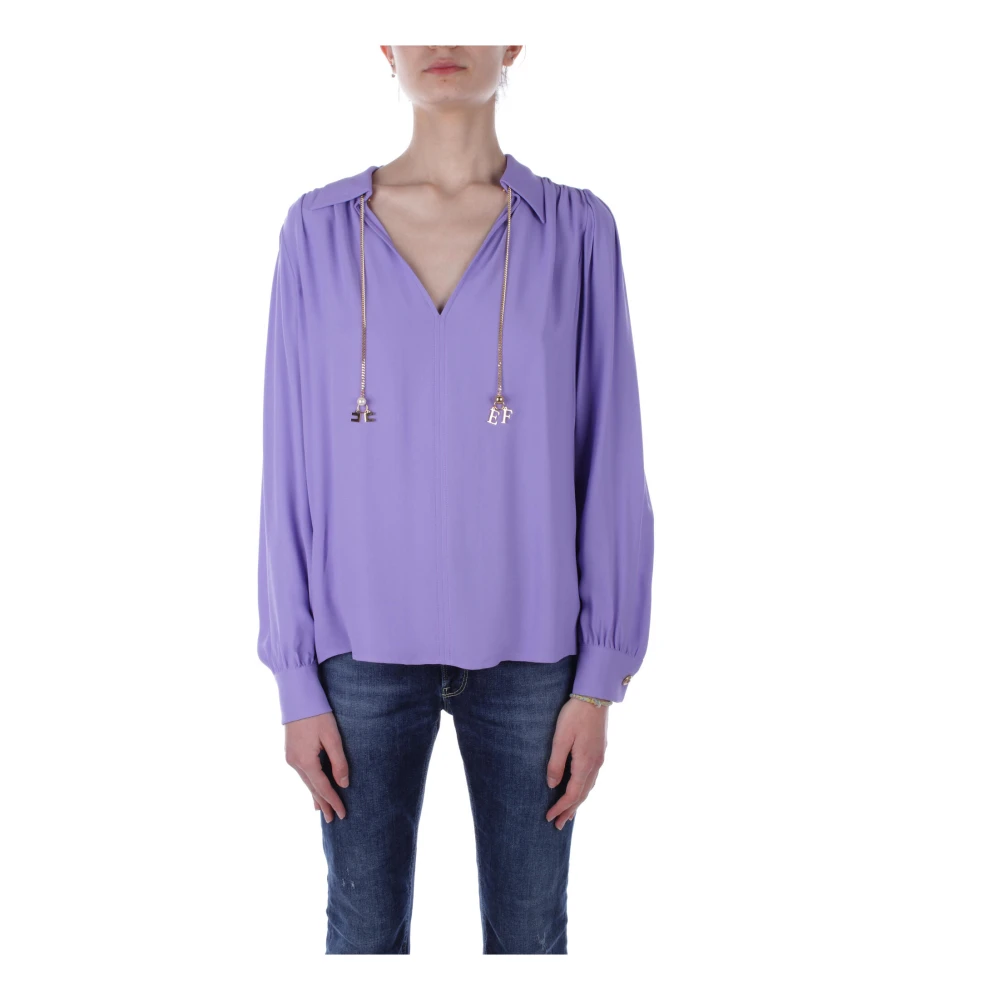 Elisabetta Franchi Pre Logo Ketting Hanger Blouse Purple Dames