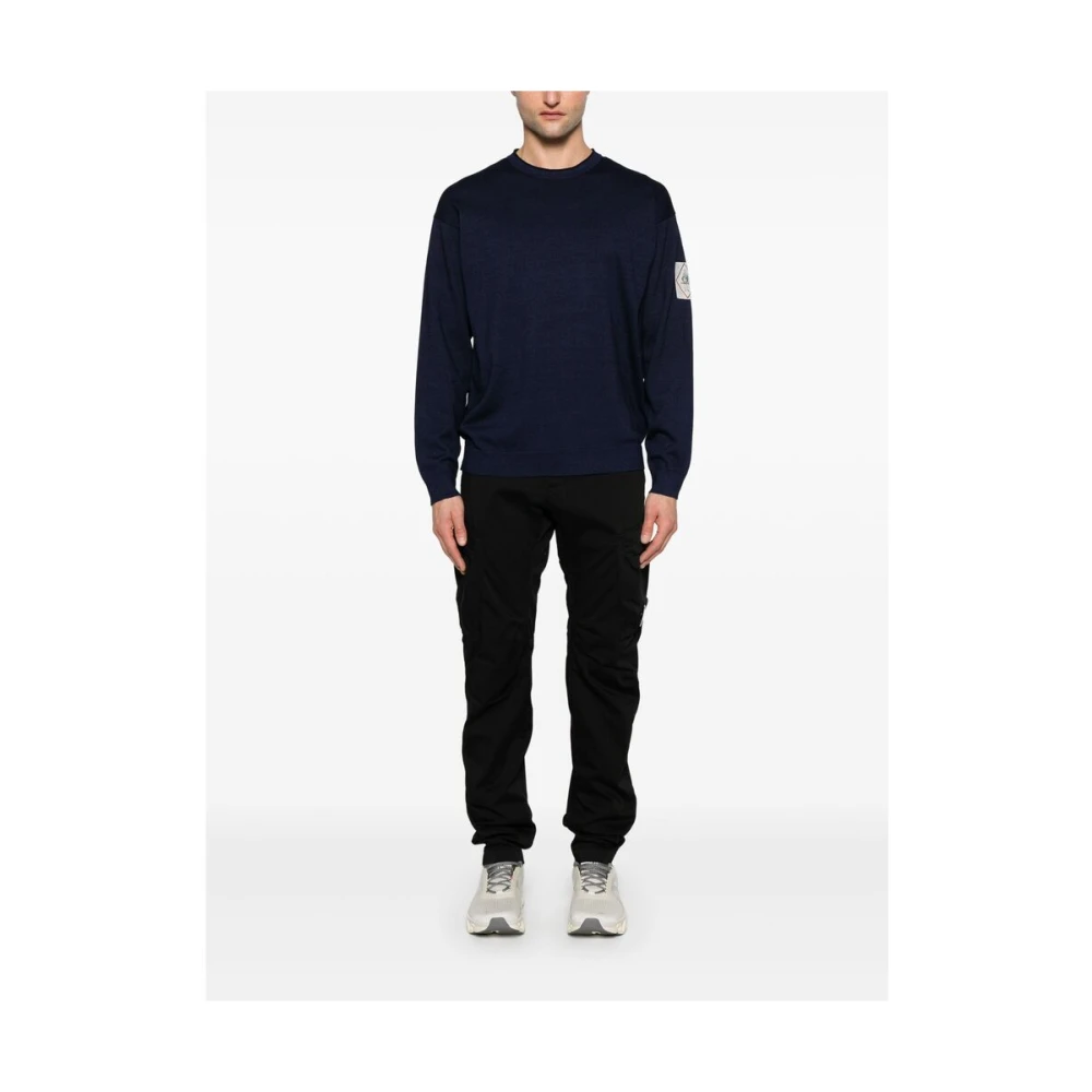 C.P. Company Navy Blue Crew Neck Sweater Blue Heren