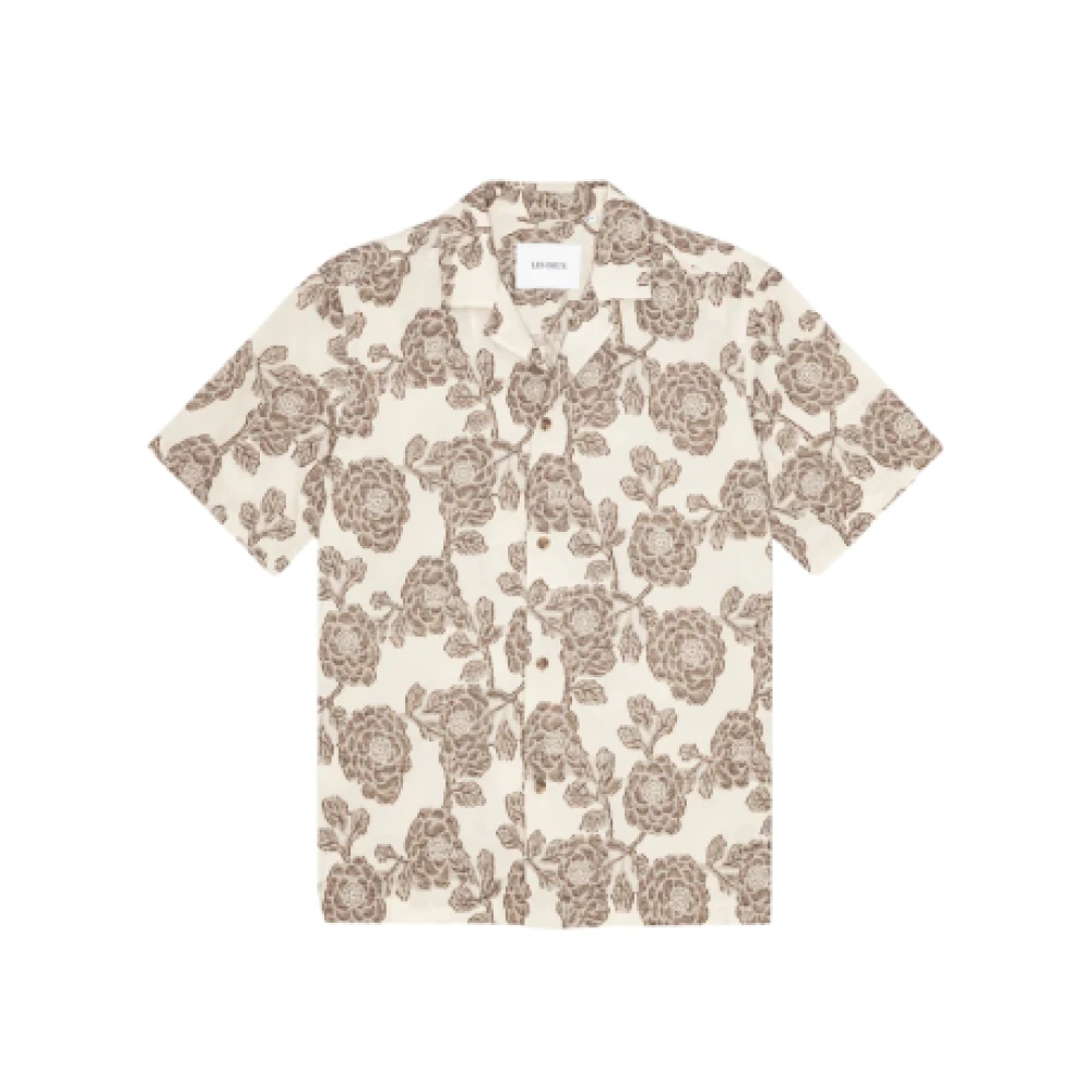 Les Deux Men's White Short Sleeve Shirts, S, Loose Jacquard Short-Sleeve Shirt