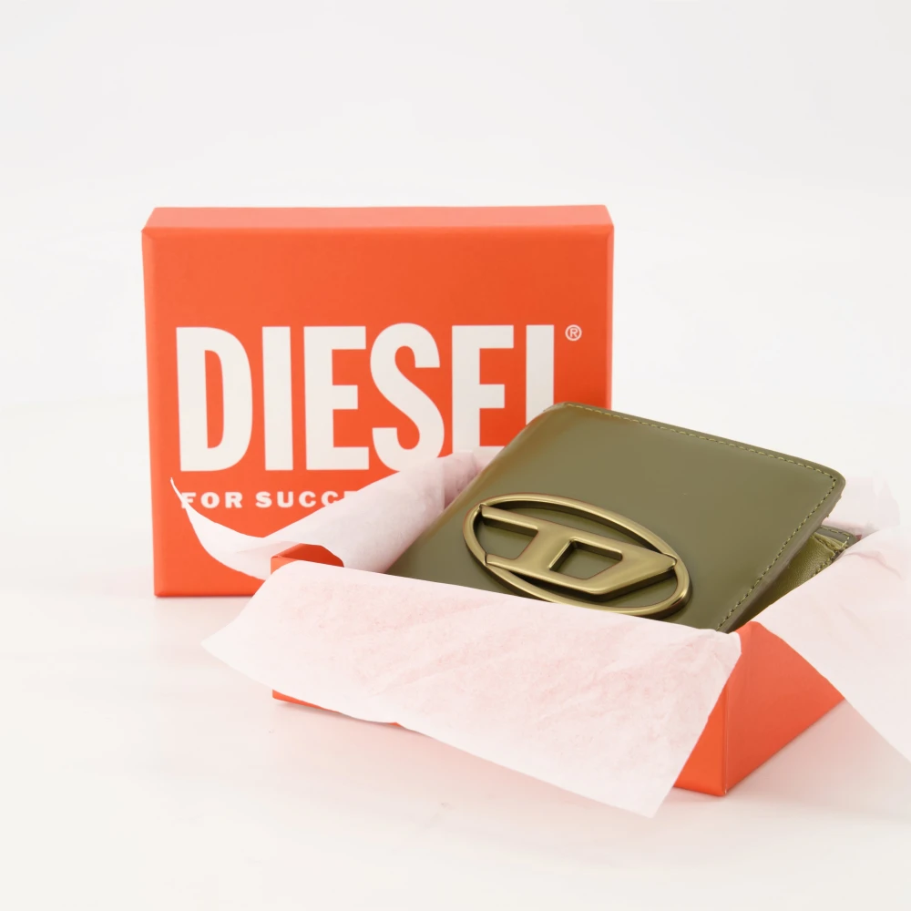 Diesel Groen Khaki Leren Flap Portemonnee Green Unisex