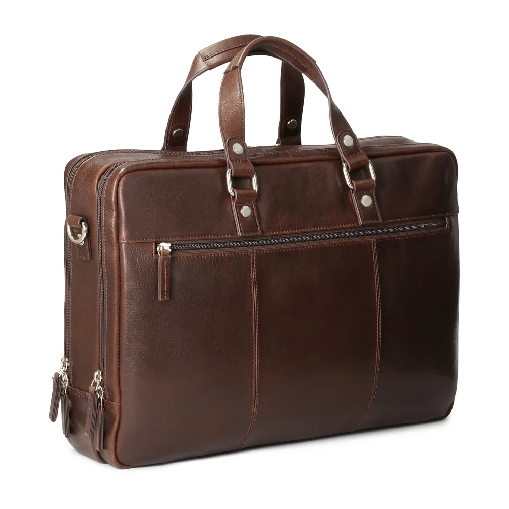 Kazar Grote bruine leren handtas met verouderd effect Brown Heren