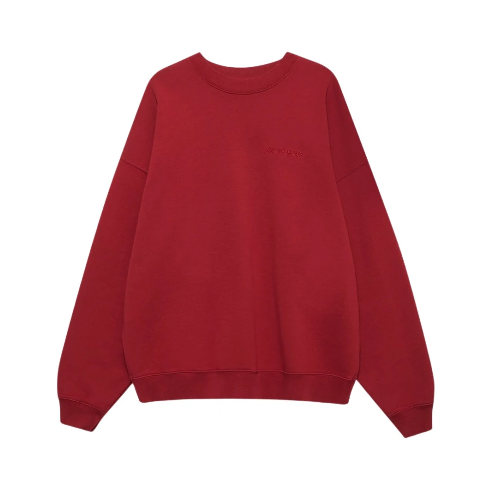 Anine Bing, Sweatshirts, female, Red, XS, Oversized Round Neck Sweatshirt