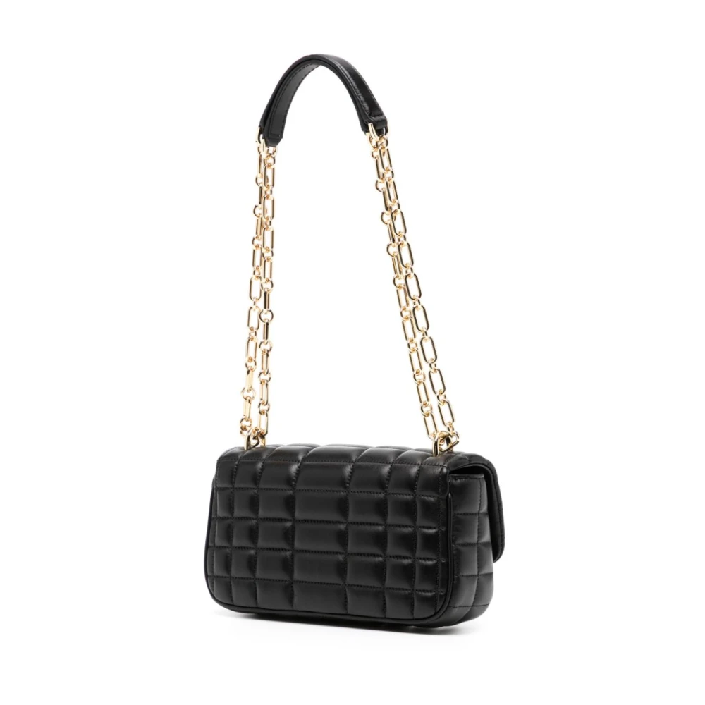 Michael Kors Tribeca Kleine Gestepte Lederen Schoudertas Black Dames