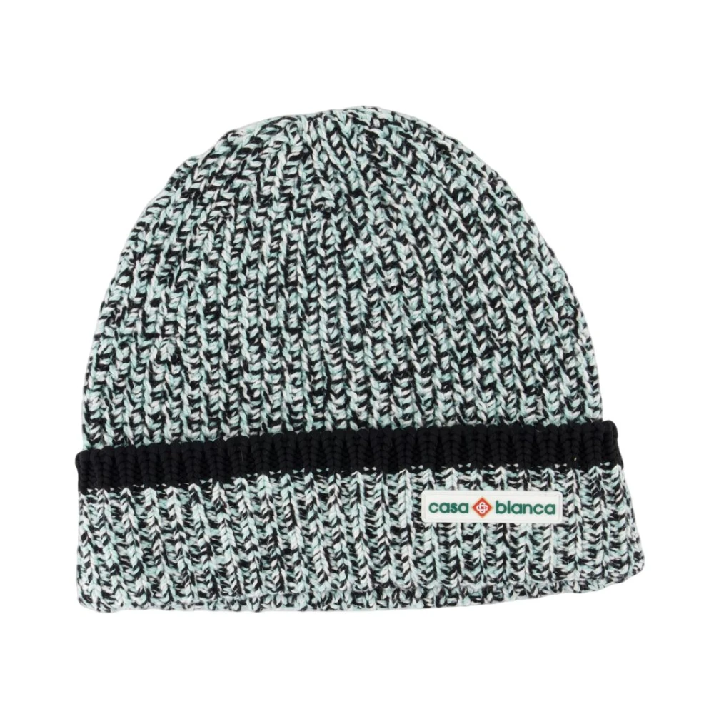 Casablanca Unisex Green Accessories, One Size, Wool Beanie With Applique Details