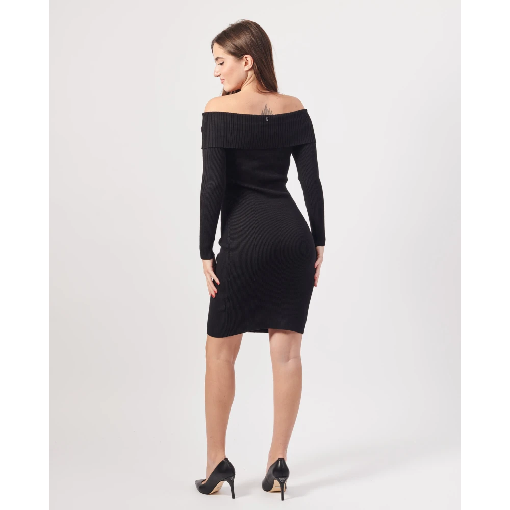 Guess Zwarte Off-Shoulder Bodycon Mini Jurk Black Dames