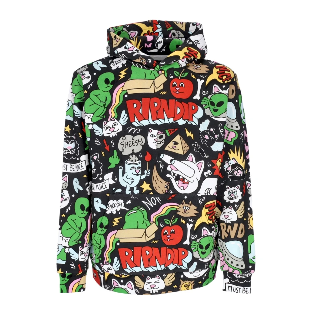 Ripndip Zwarte Heren All Over Print Hoodie Multicolor Heren