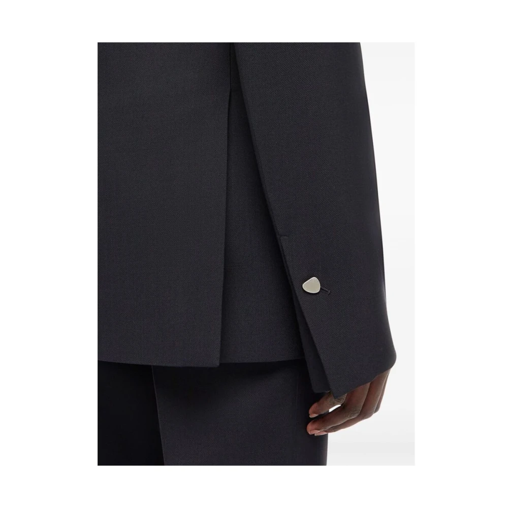 Salvatore Ferragamo Zwarte Wol Dubbel-Breasted Jas Black Dames