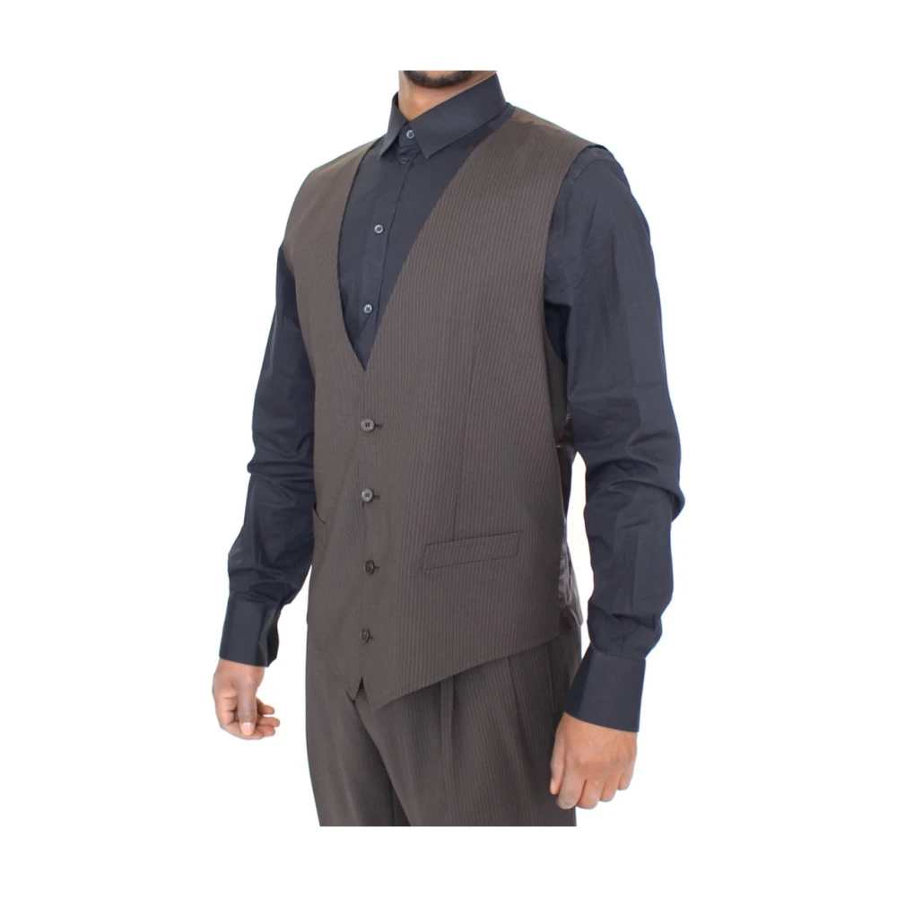 Dolce & Gabbana Gestreepte wollen jurkvest Brown Heren