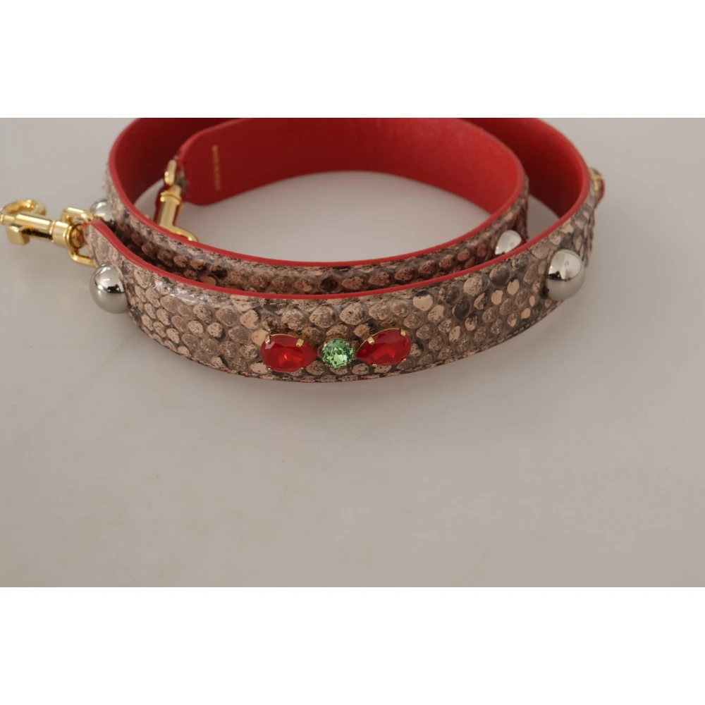 Dolce & Gabbana Python Leren Kristal Riem Brown Dames