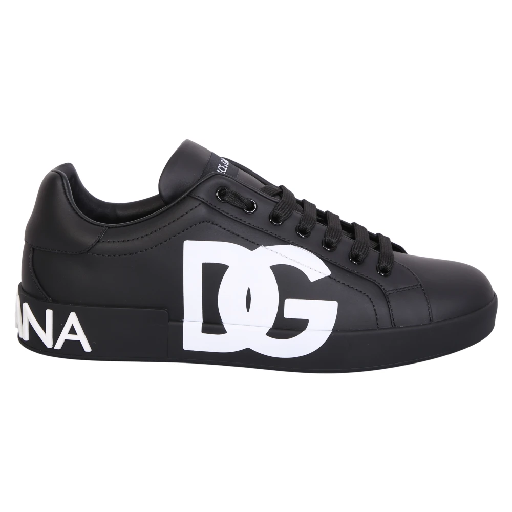 Dolce & Gabbana Mannelijk Zwart Schoenen Heren, 41 Eu, Leer, E Sneakers Portofino Stijl