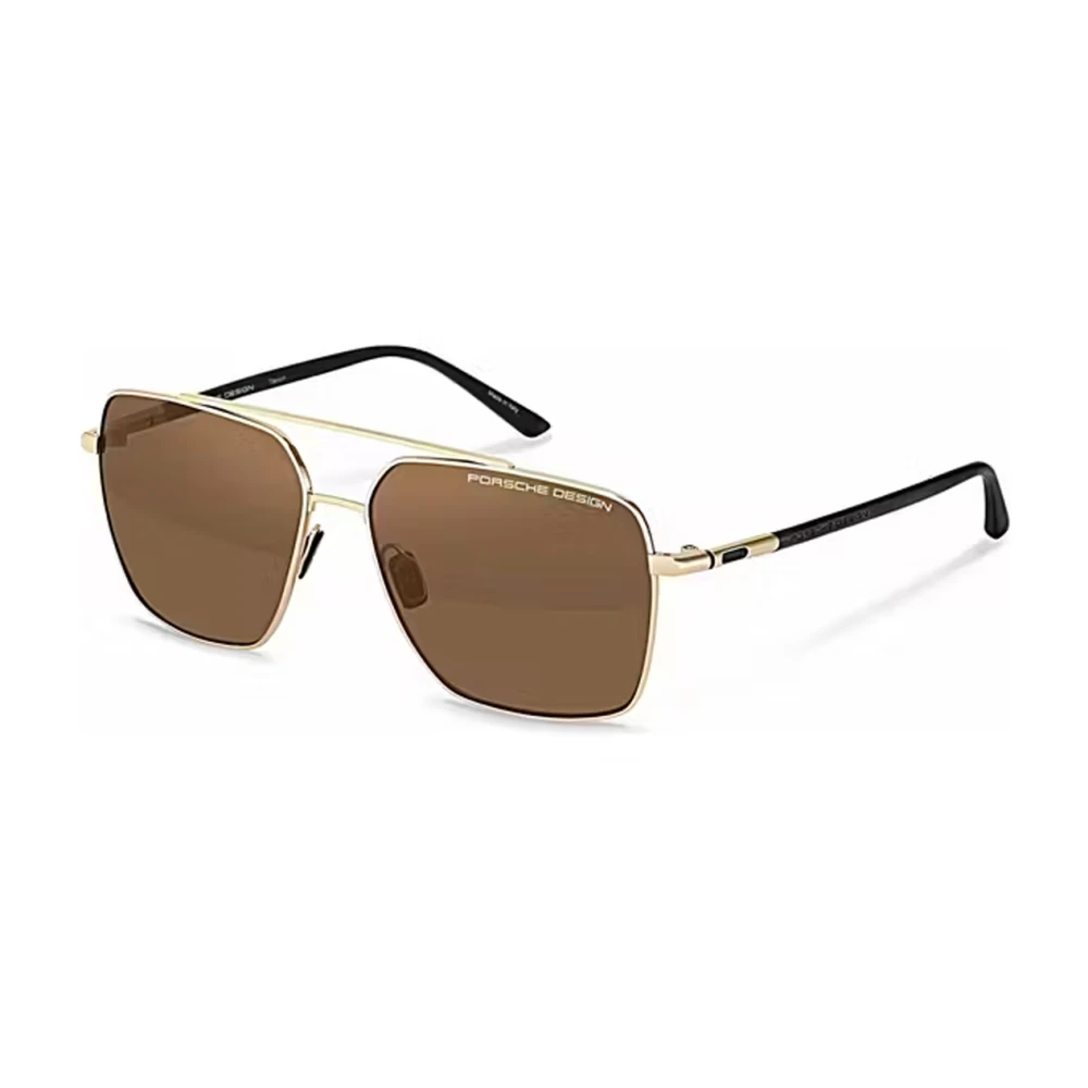 Porsche Design Unisex Yellow Gold Titanium Sunglasses With Brown Polarized Lenses - Sunglasses - 61 Mm - Accessories