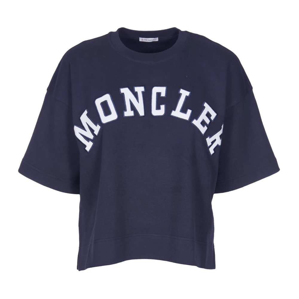 Moncler T-shirt met logo Blue Dames