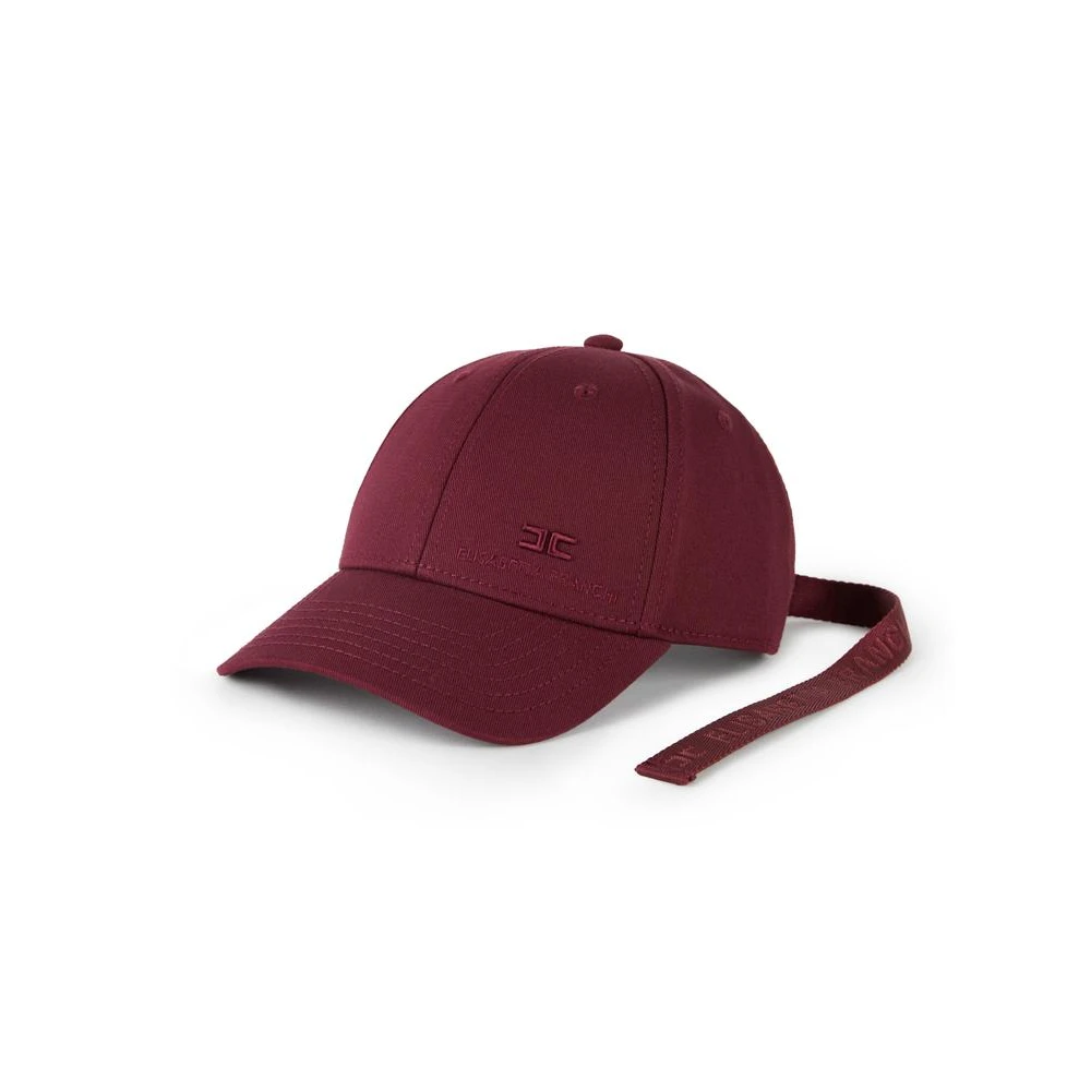 Elisabetta Franchi Women's Red Hats & Caps, M, Gabardine Baseball Cap With Ribbon