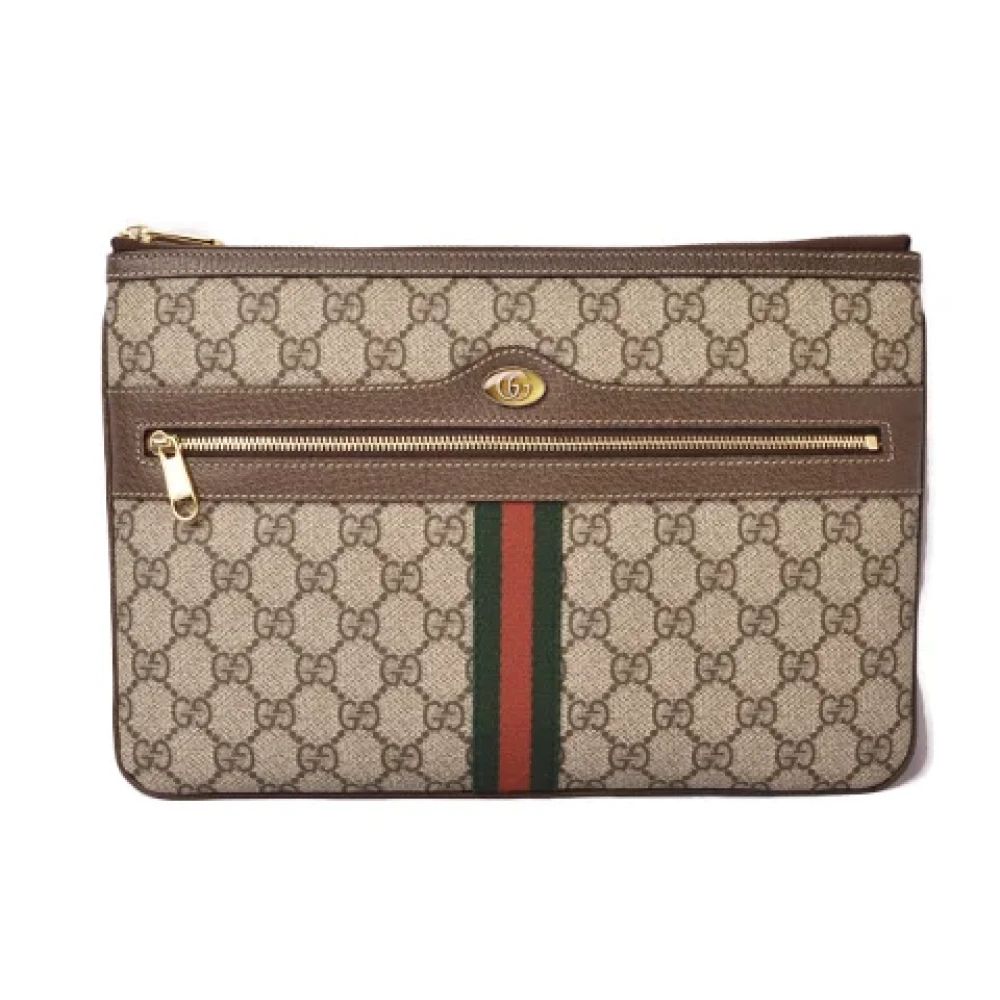 Gucci Vintage Pre-owned Canvas clutches Brown Dames