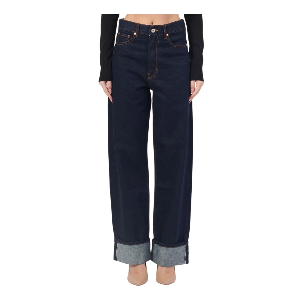 Hugo Boss Blauwe Baggy Jeans met Zakken Blue Dames