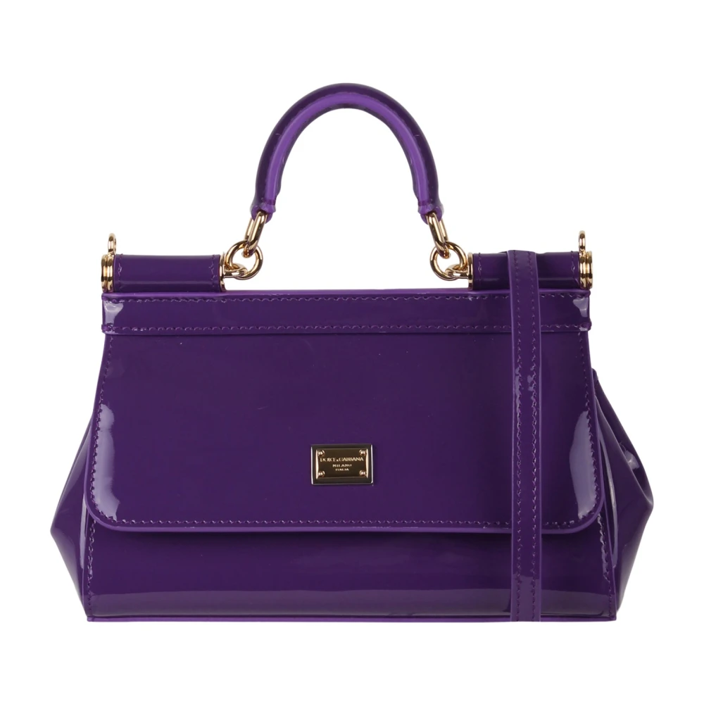 Dolce & Gabbana Liten Sicily Patentläder Väska Purple, Dam
