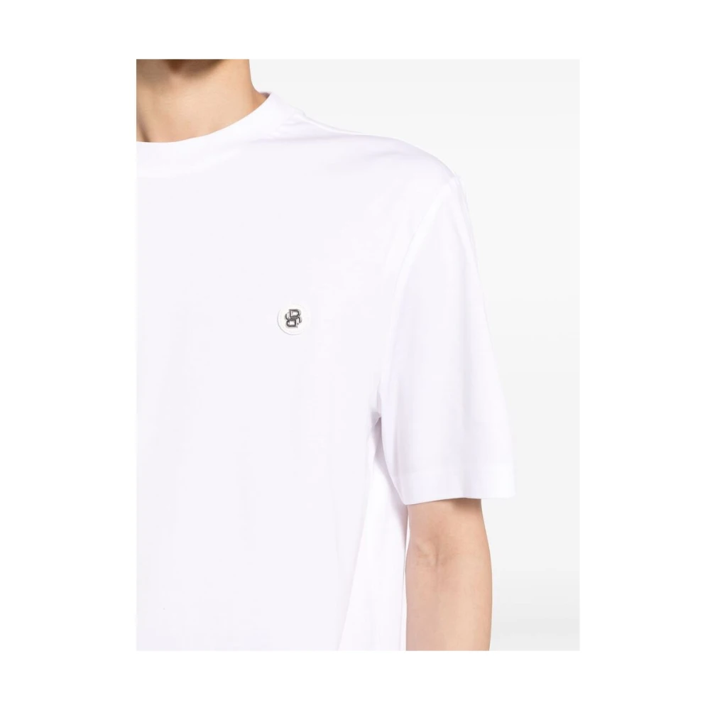 Hugo Boss Witte Katoenen Logo T-shirt Crew Neck White Heren