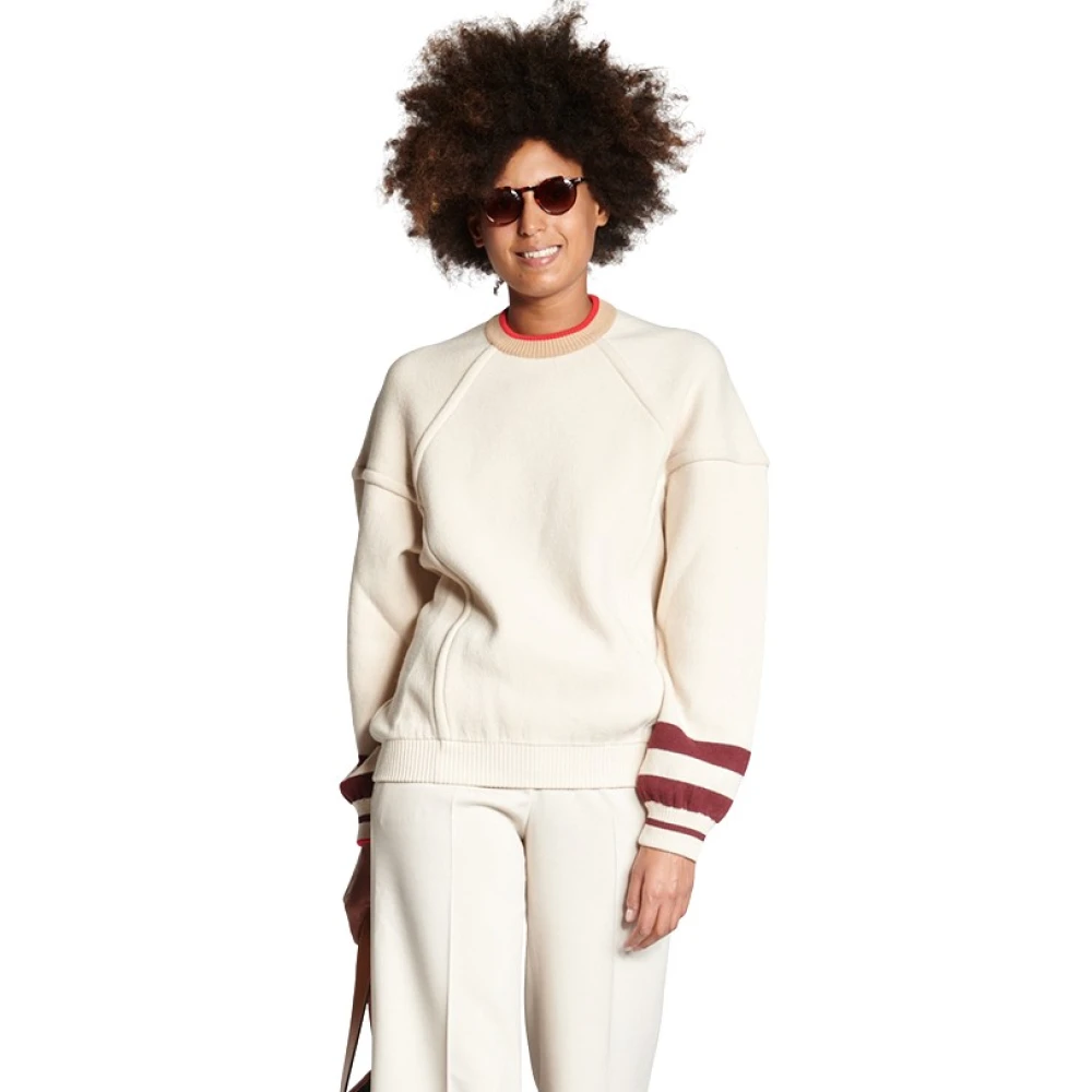 MRZ Ivoor Wol Kasjmier Crewneck Sweater Beige Dames