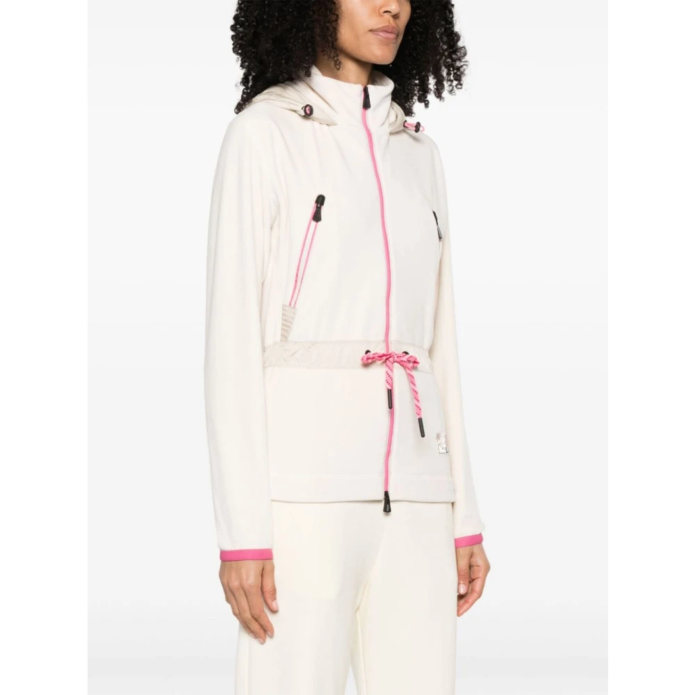 Moncler Velour Fleece Zip-Up Sweatshirt met regenkleding details Beige Dames