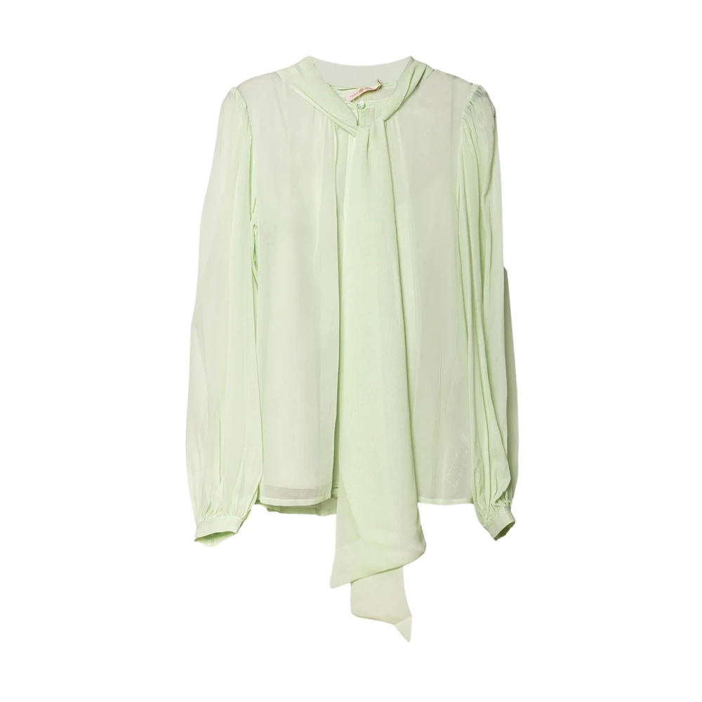 Tory Burch Silk Twill Långärmad Blus Green, Dam