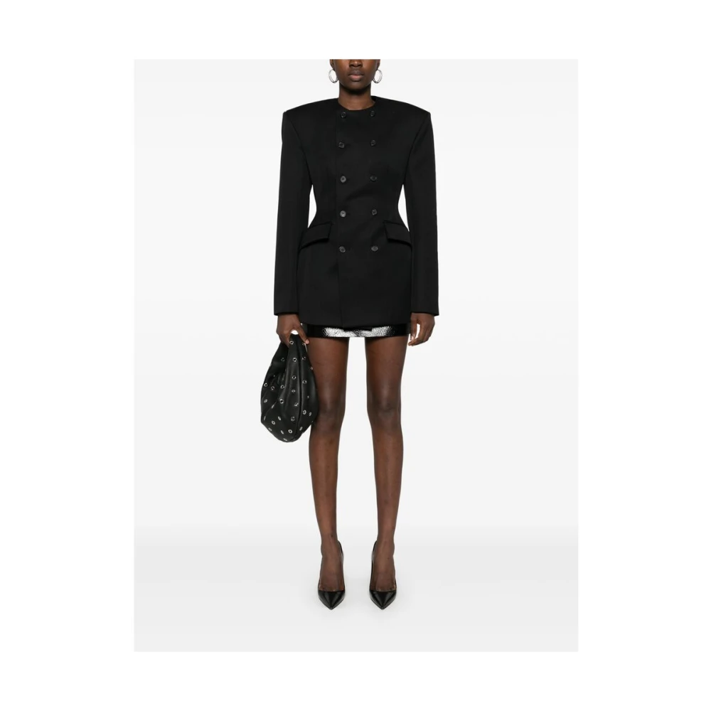 Wardrobe.nyc Zwarte double-breasted jas met ronde hals Black Dames