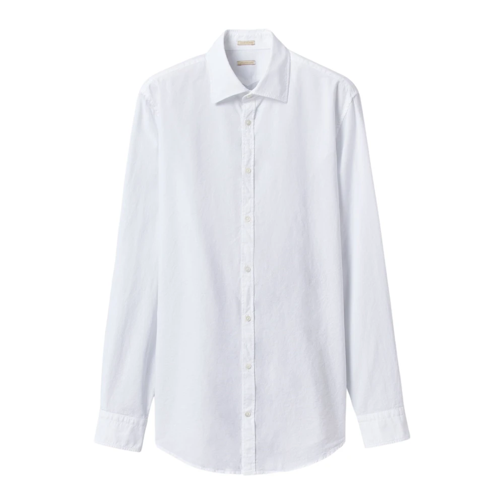 Massimo Alba Italiaans Oxford-overhemd met badgeborduursel White Heren
