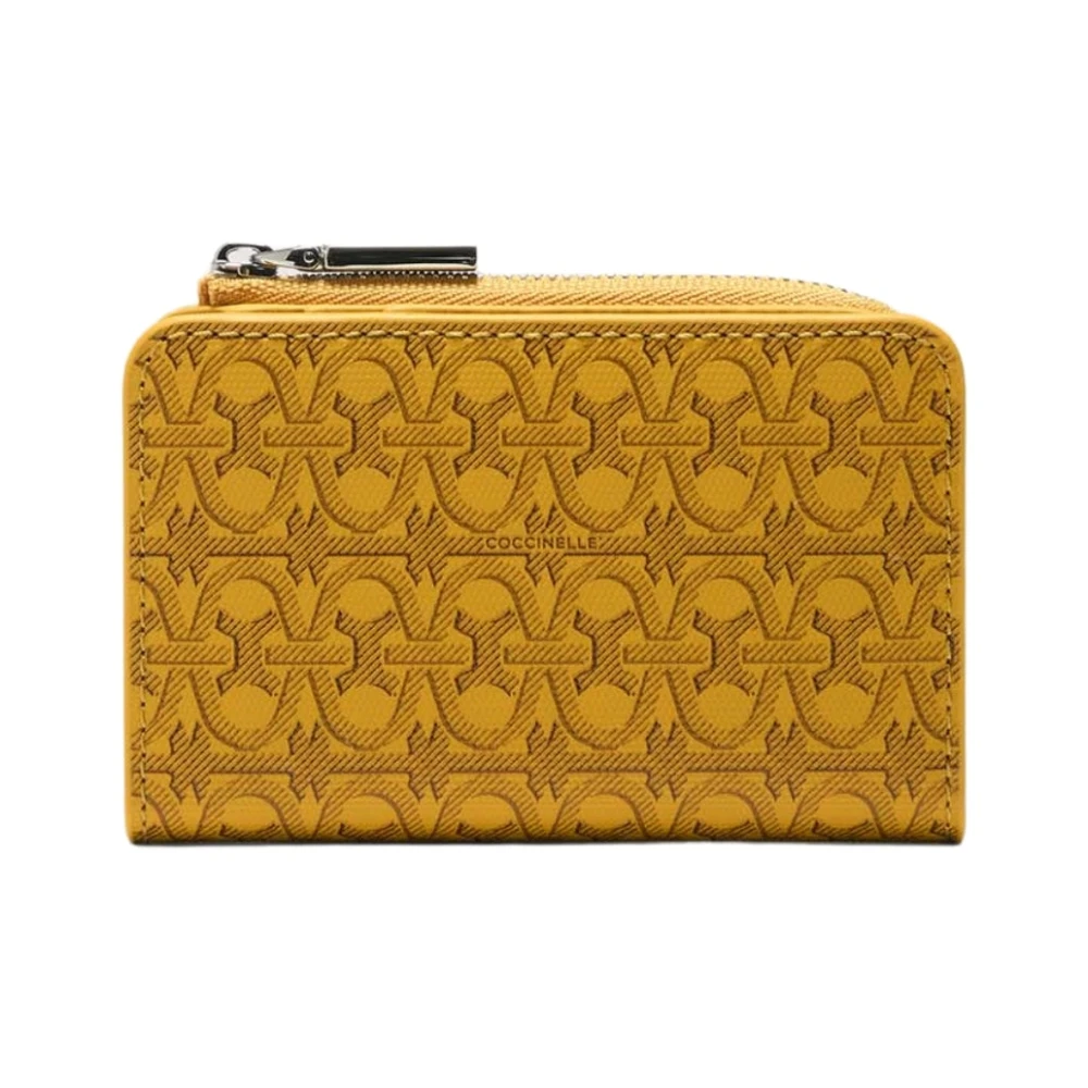 Coccinelle Yellow Wallets & Cardholders, Female, One Size, Monogram Card Holder Metallic Line