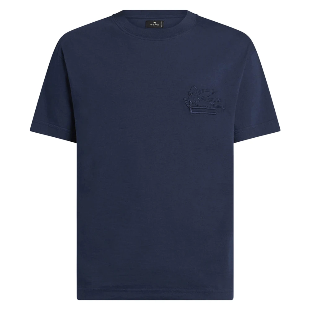 Etro T-Shirts, Male, 2XL, Stylish Logo Cotton T-Shirt Blue
