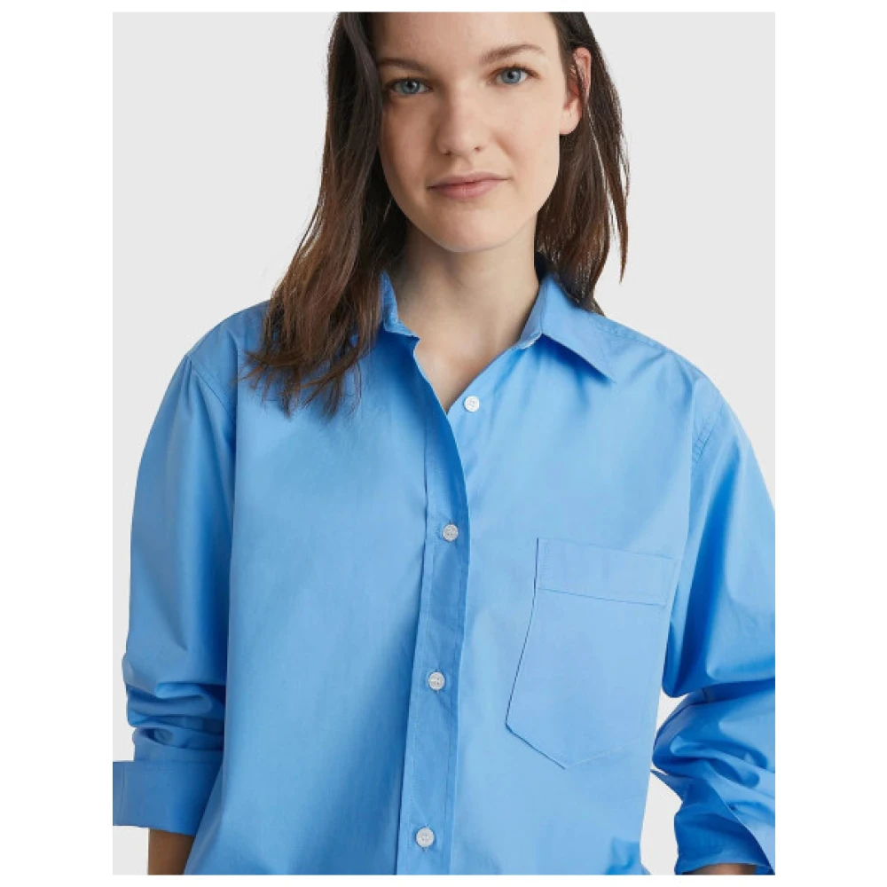 Tommy Hilfiger Oversized Katoenen Poplin Shirt Blue Dames
