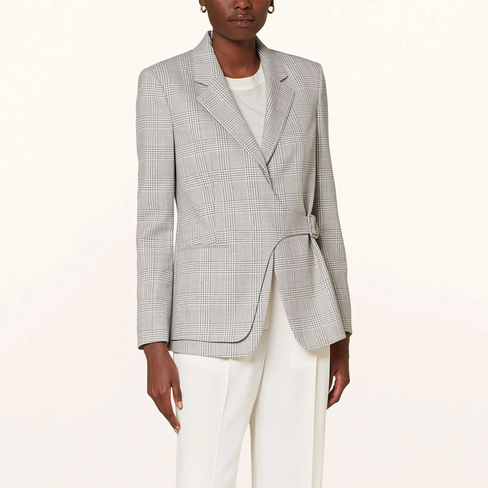 Hugo Boss Getailleerde Wollen Blazer Gray Dames