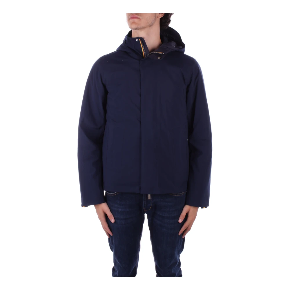 K-Way Men's Blue Hooded Zip Coat With Pockets - Light Jackets - Xl - Jackets