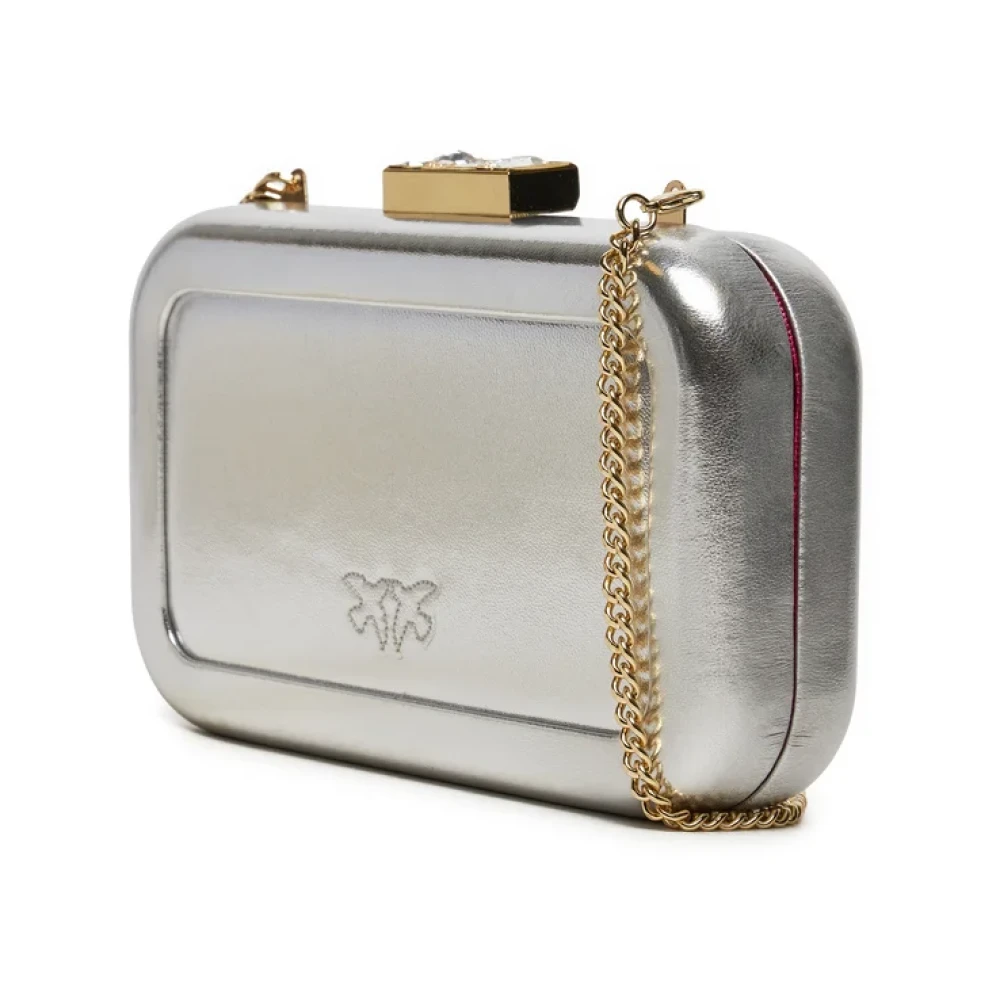 pinko Metallic Gelamineerde Clutch met Zirkonia Details Gray Dames