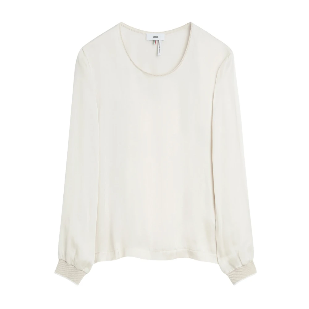 CINQUE Satin Shirt met Klassieke Designelementen White Dames