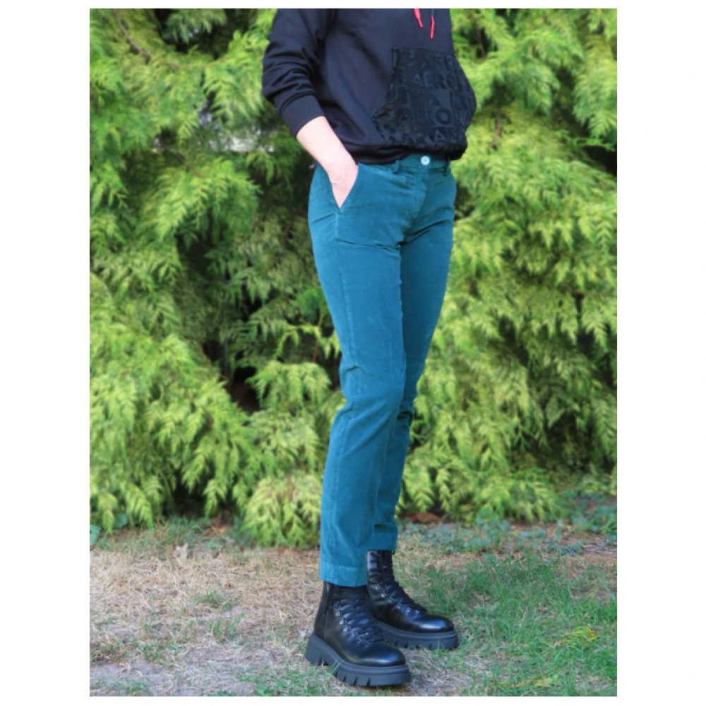 Mason's Slimme Fluweel New York Broek Green Dames