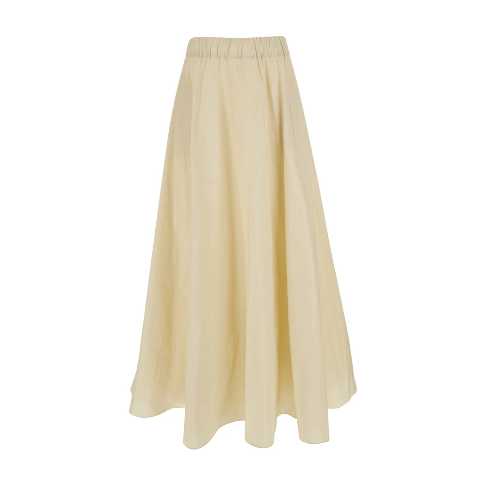 P.a.r.o.s.h. Beige Ruffle Midi Rok in Tech Stof Beige Dames