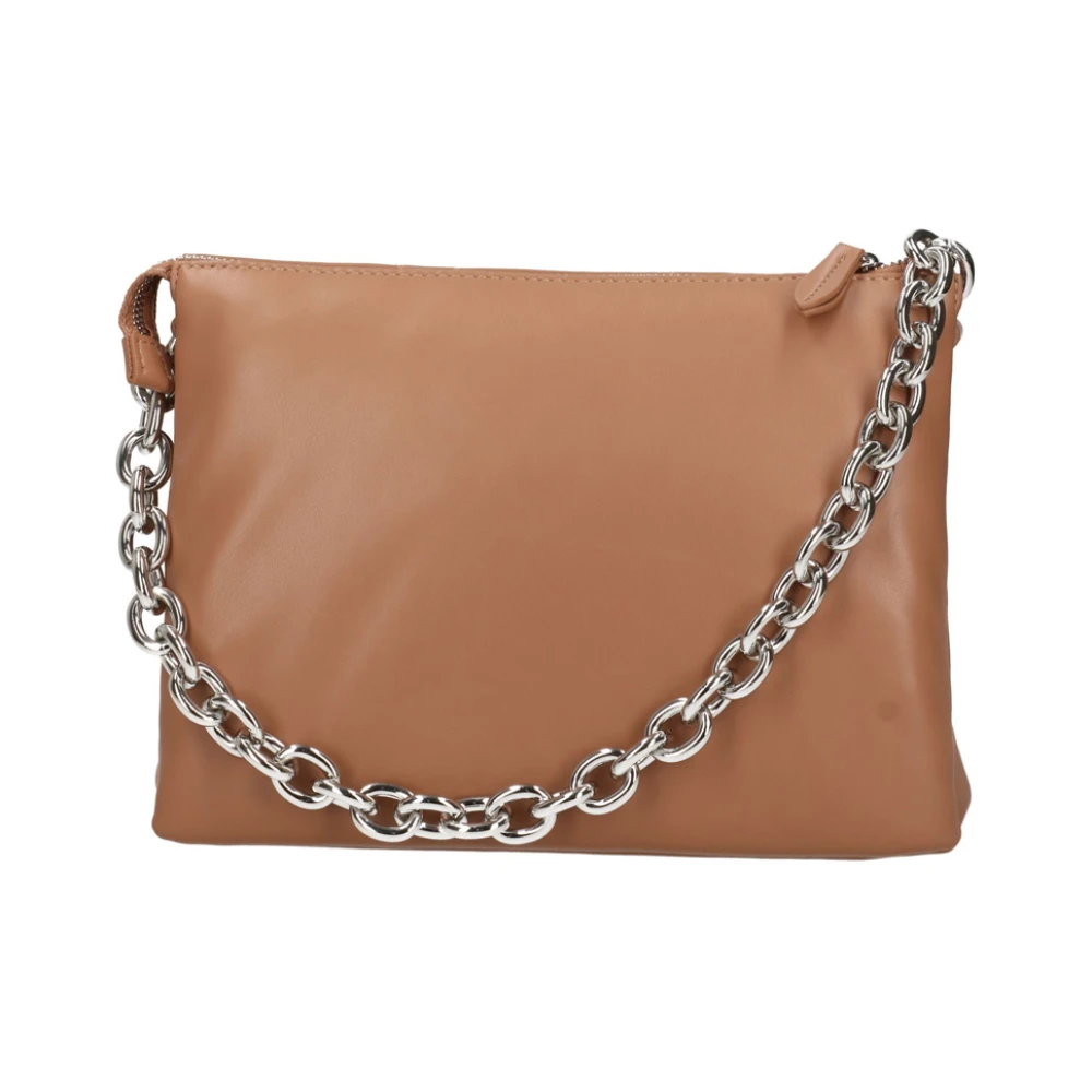 Twinset Beige Gewatteerde Schoudertas met Strass Brown Dames