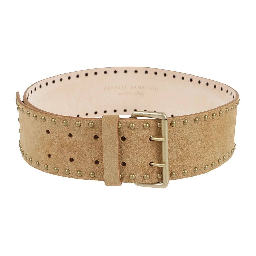 Alessia Zamattio Leren Beige Riem Gemaakt in Italië Beige Dames