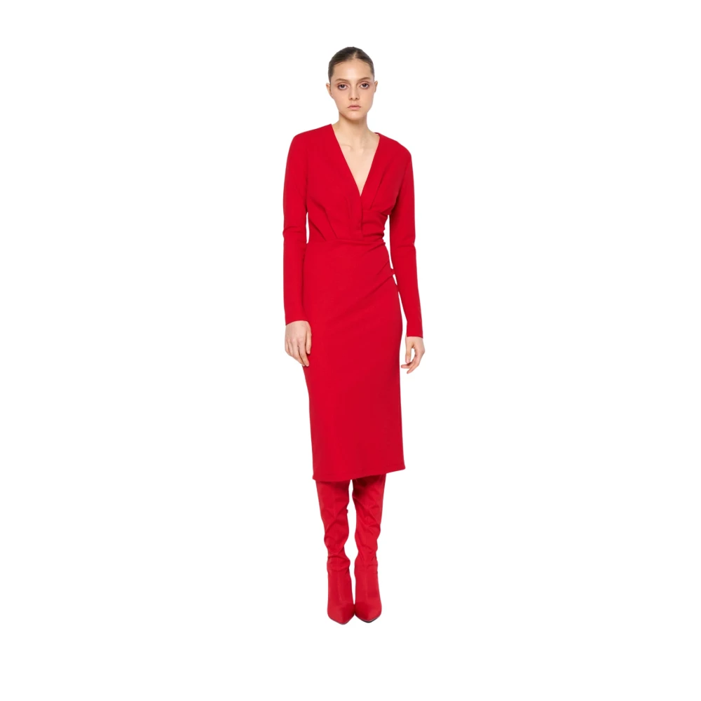 Silvian Heach Midi Jurk met Diepe V-hals Red Dames