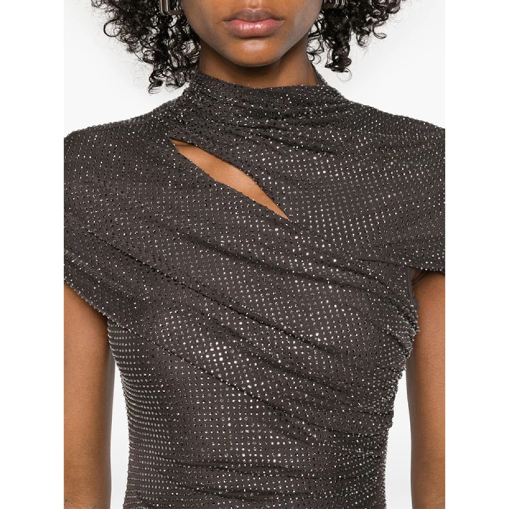 Self Portrait Rhinestone Midi Jurk Gray Dames